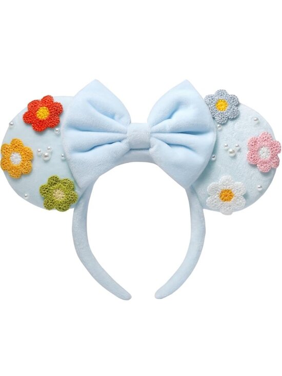 Accessories - Women Baby Blue Polka Dots Festive Shiny Bow Sequin Mickey Mouse Headband